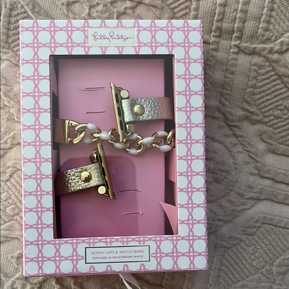 Lilly Pulitzer Gold and White Apple Watch Band